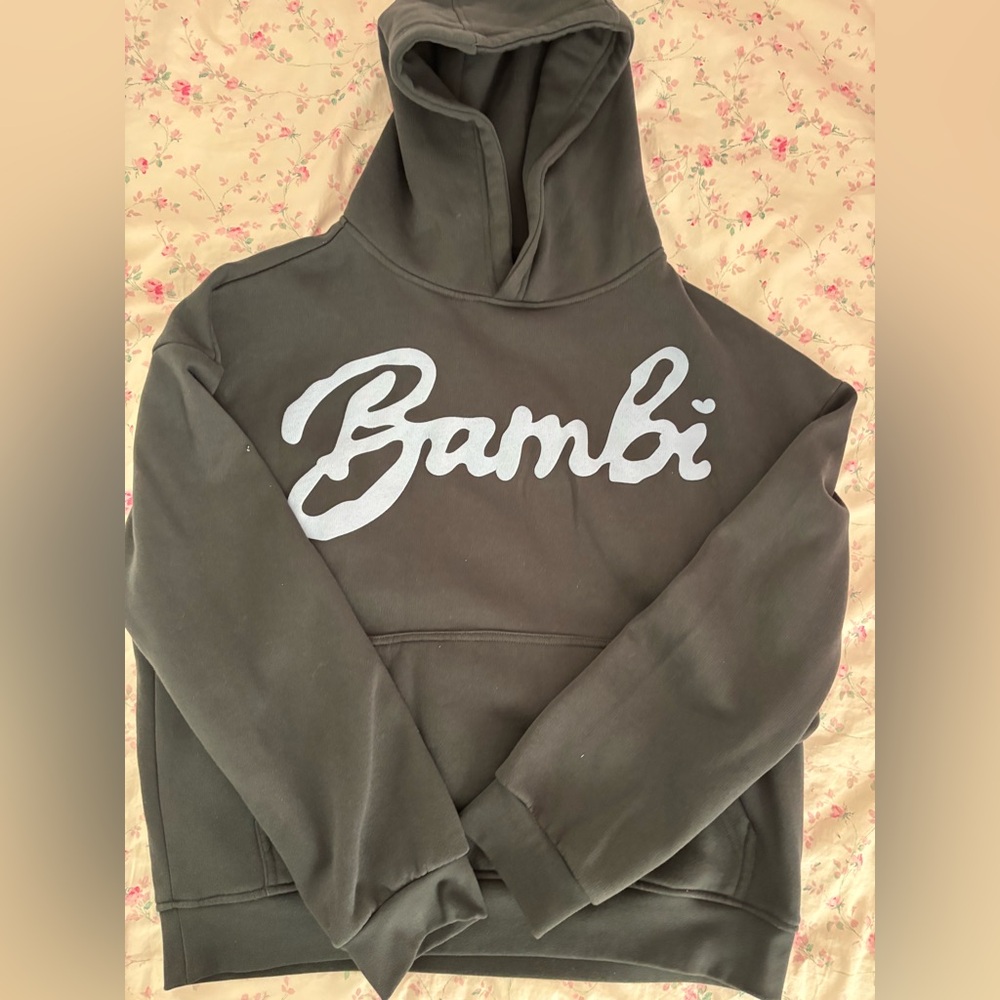 Bye Bambi charcoal gray boxy cropped hoodie
